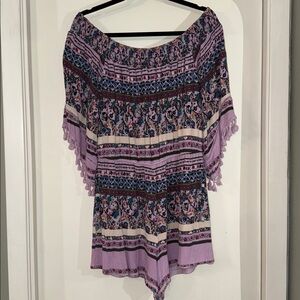 Multicolor Bohemian Off-Shoulder romper